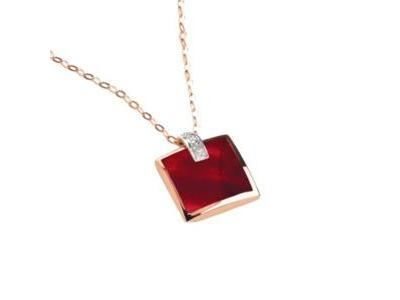 Collier Héléna en Or Rose 750 et Résine Rouge- C1R049RRODI - Réf. C1R049RRODI
