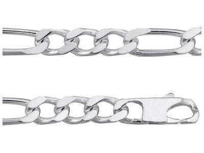 Collier Homme Argent Rhodié Figaro 7 mm Alterné 1/3 - 301218C - Réf. 301218C