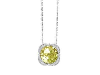 Collier Kalista Quartz Citron Diamant Or Gris 750 - CN34309DLQW2 - Réf. CN34309DLQW2