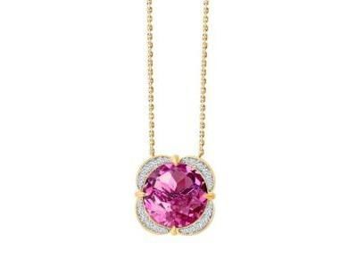 Collier Kalista Topaze Rose Diamant Or Jaune 750/1000 - CN34309DTPP - Réf. CN34309DTPP
