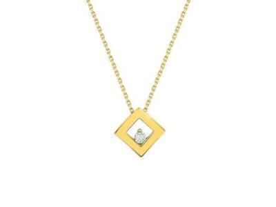 Collier Losange Or 750/1000 Solitaire Diamant Pastillé - QE529XB4 - Réf. QE529XB4