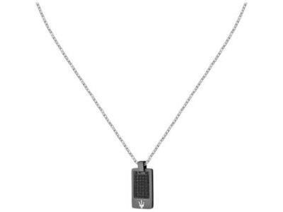 Collier Maserati Iconic Acier PVD Noir Trident Gris Cristaux Noirs - JM424AVD75 - Réf. JM424AVD75
