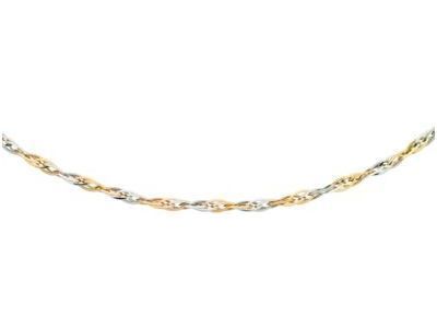 Collier Or Bicolore 750/1000 Maille Forçat Double Droite 7.40 MM - 028590 - Réf. 028590