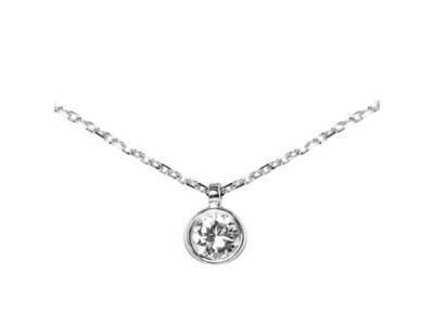 Collier or Gris 750 Solitaire Diamant Serti Clos 0.15 Carat - 7107155 - Réf. 7107155