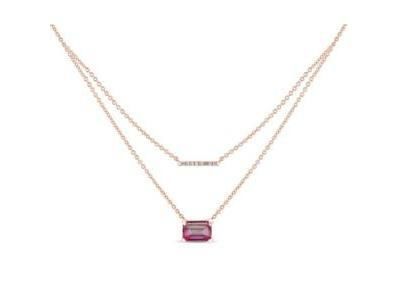 Collier Or Jaune 750/1000 Deux Rangs Topaze Rose Diamant - CN5320DPTO - Réf. CN5320DPTO