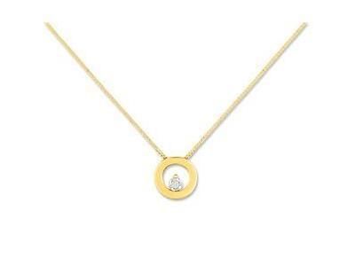 Collier or jaune 750/1000 solitaire diamant pastillé - Réf. QD535XB4