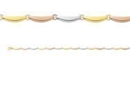 Collier Or Tricolore 750/1000 Maille Demi-Lune Plate - 579.4 - Réf. 579.4