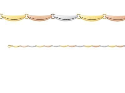Collier Or Tricolore 750/1000 Maille Demi-Lune Plate - 579.4 - Réf. 579.4