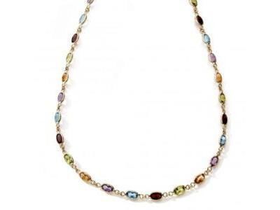 Collier Pierres Fines Multicolores 6x4 Or Jaune 750 - 11465 - Réf. 11465