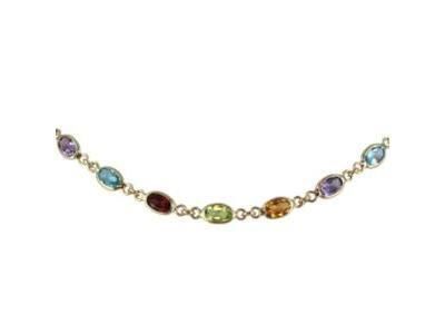 Collier Pierres Fines Multicolores 6x4 Or Jaune 750 - 11465 - Réf. 11465