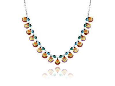 Collier Plumes de Paon Argent Laqué Una Storia - CL121230 - Réf. CL121230