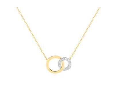 Collier ronds entrelacés diamants 0.032 carats or bicolore 750/1000 - Réf. RZ523BB4