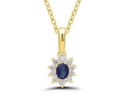 Collier Saphir Entourage Diamant Or Jaune 750/1000 - AINL2543J SA OJ - Réf. AINL2543J SA OJ