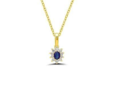 Collier Saphir Entourage Diamant Or Jaune 750/1000 - AINL2543J SA OJ - Réf. AINL2543J SA OJ