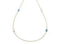 Collier Sautoir Gouttes Nacre Blanche et Turquoise Or Jaune 750/1000 - 11869 - Réf. 11869