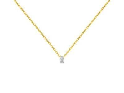 Collier Solitaire Diamant 0.07 Carat Or Bicolore 375 - 5ZA676XB4 - Réf. 5ZA676XB4