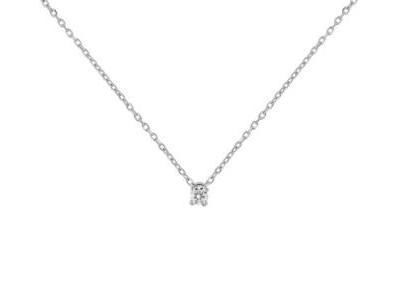 Collier Solitaire Diamant 0.10 Carat Or Gris 375 - 59ZA679GB4 - Réf. 59ZA679GB4