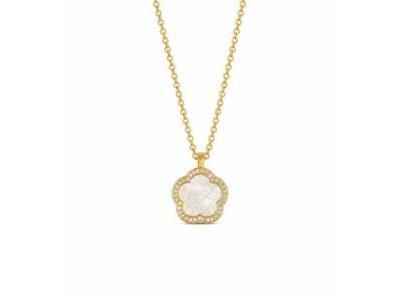 Collier Trèfle Nacre Valenzi en Argent Doré Zirconium - CL19Y  - Réf. CL19Y