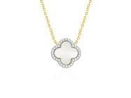 Collier Trèfle Or Jaune 750/1000 Diamant et Nacre Blanche - CTCL11NY - Réf. CTCL11NY