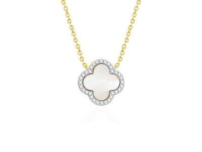 Collier Trèfle Or Jaune 750 Diamant Et Nacre Blanche - CTCL11NY - Réf. CTCL11NY