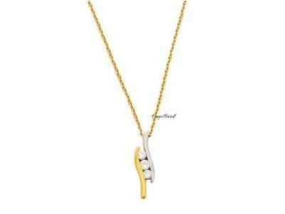 Collier Trilogie Diamant 0.15 carat Or Bicolore 750  - Réf. 3.006.32