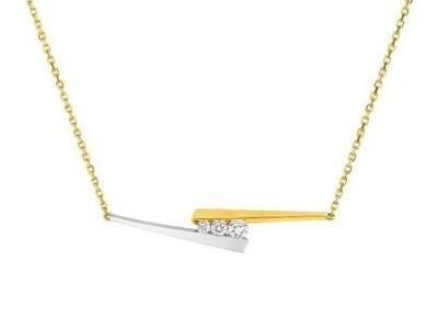 Collier Trilogie Diamant Or Jaune Et Or Gris 750 PZ542XB4 - Réf. PZ542XB4