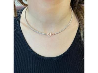 Collier Valenzi Tressé Trèfle Argent Rose Et Zirconium - COLL39105WP - Réf. COLL39105WP