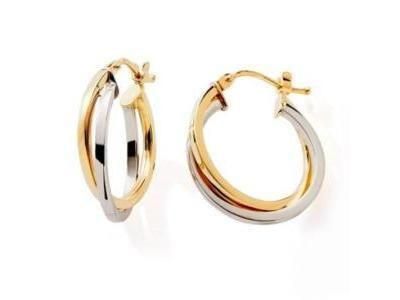 Créole Or 375 Bicolore 19 mm Fil Carré - N11855 - Réf. N11855