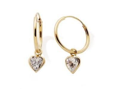 Créole Or Jaune 750 Zircon Coeur - 11892 - Réf. 11892