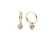 Créole Or Jaune 750 Zircon Coeur - 11892 - Réf. 11892