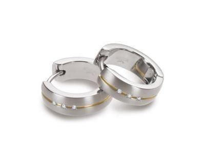 Créole Titane Plaqué Or Diamant Boccia Titanium 0539-10 - Réf. 0539 10