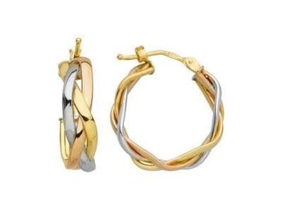 Créoles 3 Ors 375 Tressées A86514 - Réf. A86514