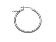 Créoles Or Gris 9 Carats Diamètre 25 mm, Fil Rond 2 mm - Réf. B52311