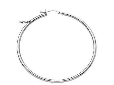 Créoles Or Gris 9 Carats Diamètre 45 mm, Fil Rond 2 mm - Réf. B52511