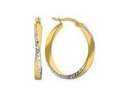 Créoles Ovales Or 375 Bicolore Ciselées 3 mm  A10820 - Réf. A10820