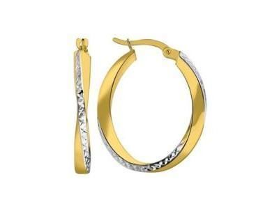 Créoles Ovales Or 375 Bicolore Ciselées 3 mm  A10820 - Réf. A10820