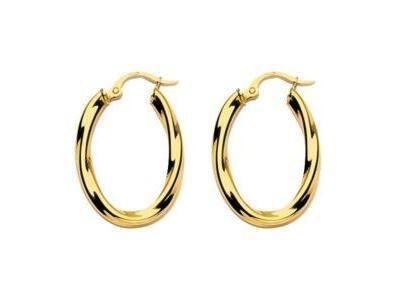 Créoles Ovales Torsadée Or Jaune 750 Fil Rond 3 mm - 5511.3 - Réf. 5511.3