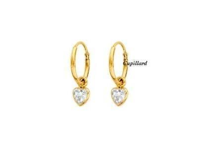 Créoles Pampille Cœur Zircon Or Jaune 750 - 3152OZ - Réf. 3152OZ