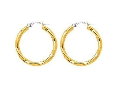 Créoles Torsadées Or Jaune 750, Fil 3 mm, Diamètre 20mm - 2519 - Réf. 2519
