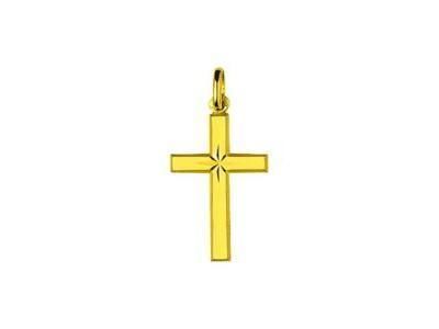 Croix Or Jaune 375 Facetté Mat et Poli - Réf. 9K7438