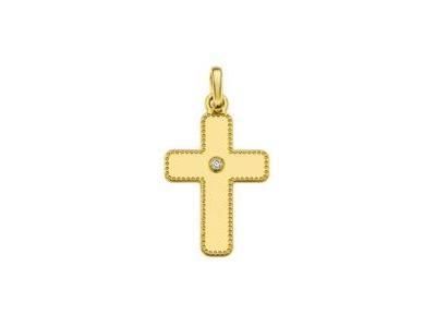 Croix Perlée Diamant Or Jaune 750 - A18219 - Réf. A18219