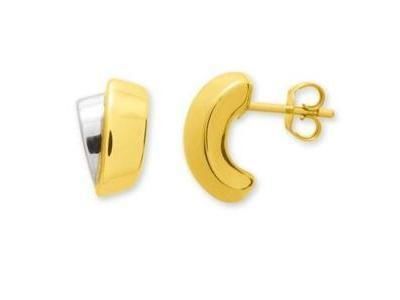 Demi Créoles Bicolores Or Jaune 750 Et rhodiage - 9536JG - Réf. 9536JG