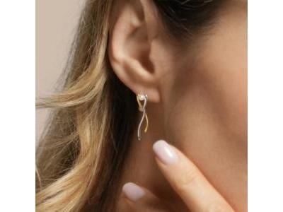 Entrelia - Boucles d'Oreilles Pendantes Croisées Argent Doré Perle Blanche - AJF170300E - Réf. AJF170300E