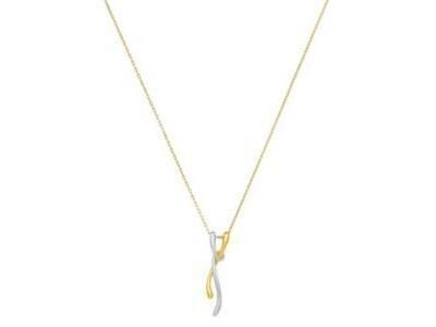 Entrelia - Collier Enlacées Argent Doré et Perle Blanche - AJF170302N - Réf. AJF170302N