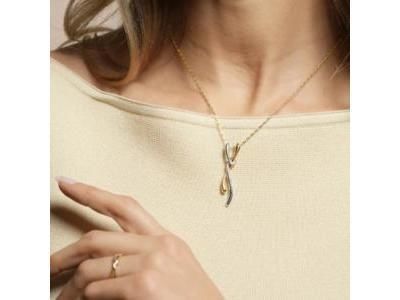Entrelia - Collier Enlacées Argent Doré et Perle Blanche - AJF170302N - Réf. AJF170302N