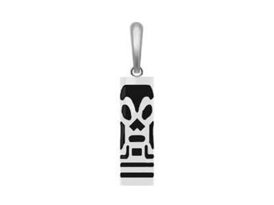 EXCLUSIF : Pendentif Tiki Amour Argent 925 Rhodié Agate Noire  - Réf. T21AMOUR