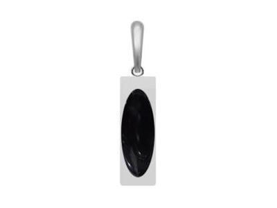 EXCLUSIF : Pendentif Tiki Amour Argent 925 Rhodié Agate Noire  - Réf. T21AMOUR
