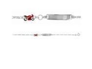 Gourmette Argent Enfant Moto Laque Rouge - 00336 - Réf. 00336