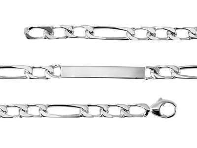 Gourmette Argent Massif Rhodié Maille Figaro 1/3 4 mm - 304029.00 - Réf. 304029.00