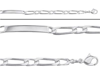 Gourmette Argent Rhodié Polie Maille Alternée 1/1 4 mm - 304014.00 - Réf. 304014.00